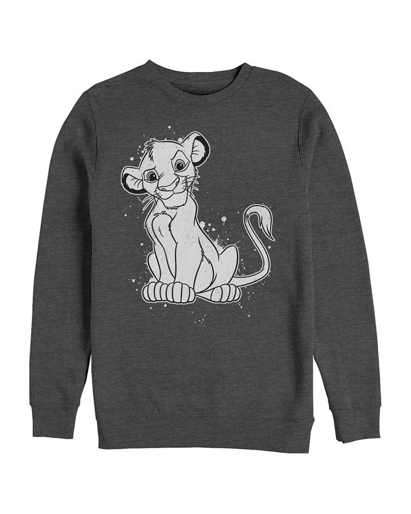 Disney Men's Lion King Simba Smirk Paint Splatter, Crewneck Fleece Gray $24.20 Sweatshirt