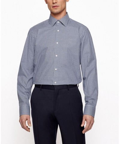 BOSS Men's Regular-Fit Checked Shirt Blue $34.04 Shirts