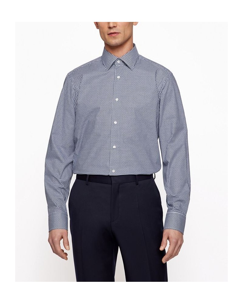 BOSS Men's Regular-Fit Checked Shirt Blue $34.04 Shirts