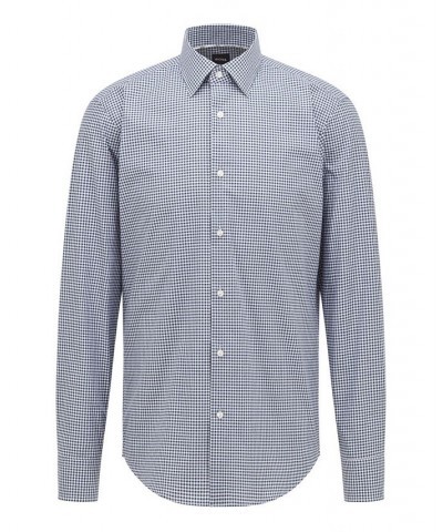 BOSS Men's Regular-Fit Checked Shirt Blue $34.04 Shirts