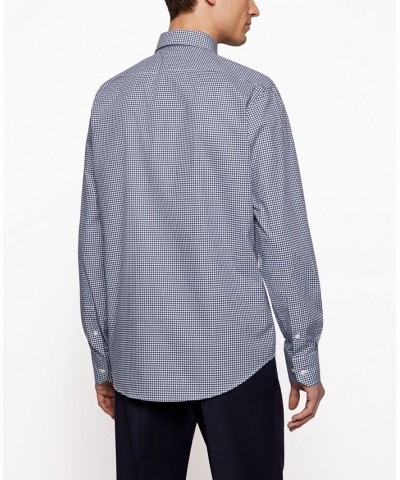 BOSS Men's Regular-Fit Checked Shirt Blue $34.04 Shirts