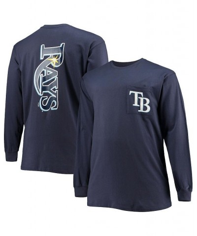 Men's Branded Navy Tampa Bay Rays Big and Tall Solid Back Hit Long Sleeve T-shirt $31.79 T-Shirts
