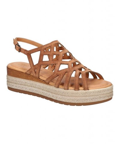 Women's Zip-Italy Wedge Sandals Brown $53.75 Shoes