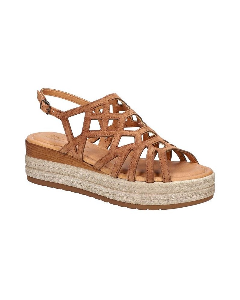 Women's Zip-Italy Wedge Sandals Brown $53.75 Shoes