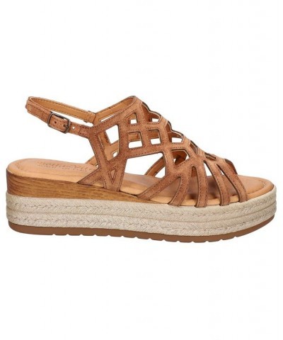 Women's Zip-Italy Wedge Sandals Brown $53.75 Shoes