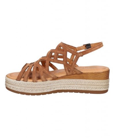 Women's Zip-Italy Wedge Sandals Brown $53.75 Shoes