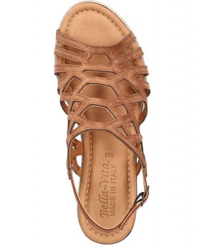 Women's Zip-Italy Wedge Sandals Brown $53.75 Shoes