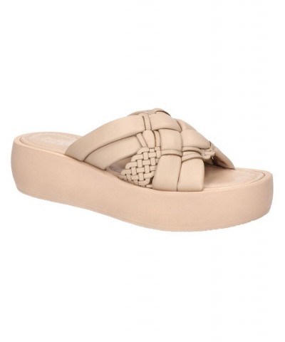 Women's Ned-Italy Platform Sandals Nude Leather $57.60 Shoes