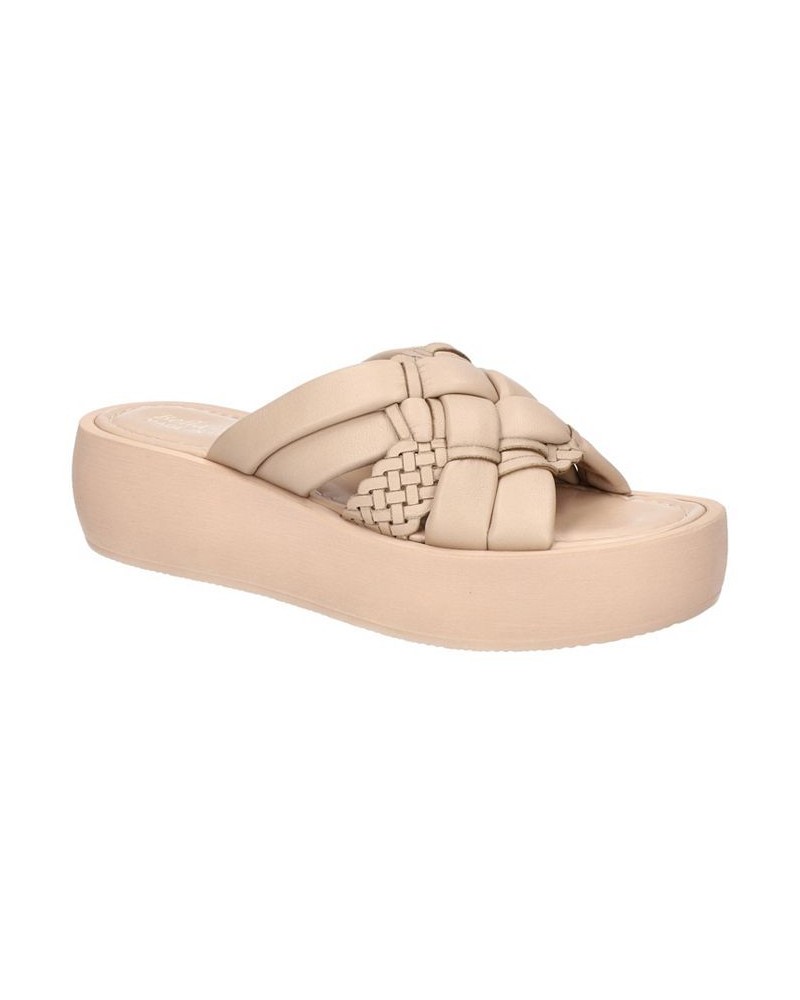 Women's Ned-Italy Platform Sandals Nude Leather $57.60 Shoes