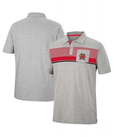 Men's Heathered Gray Maryland Terrapins Golfer Pocket Polo Shirt $28.04 Polo Shirts