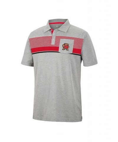 Men's Heathered Gray Maryland Terrapins Golfer Pocket Polo Shirt $28.04 Polo Shirts