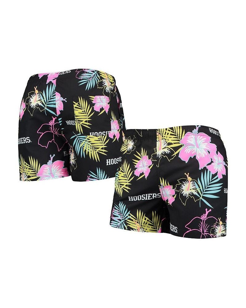 Men's Black Indiana Hoosiers Neon Floral Swim Trunks $26.40 Swimsuits