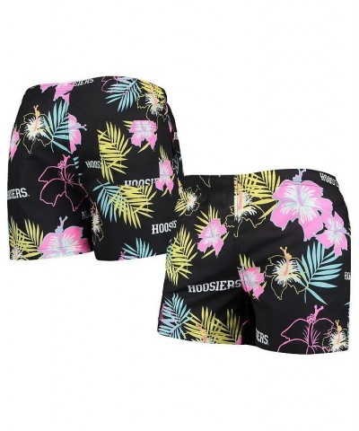 Men's Black Indiana Hoosiers Neon Floral Swim Trunks $26.40 Swimsuits