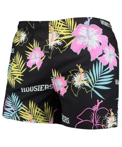 Men's Black Indiana Hoosiers Neon Floral Swim Trunks $26.40 Swimsuits