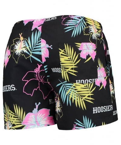 Men's Black Indiana Hoosiers Neon Floral Swim Trunks $26.40 Swimsuits