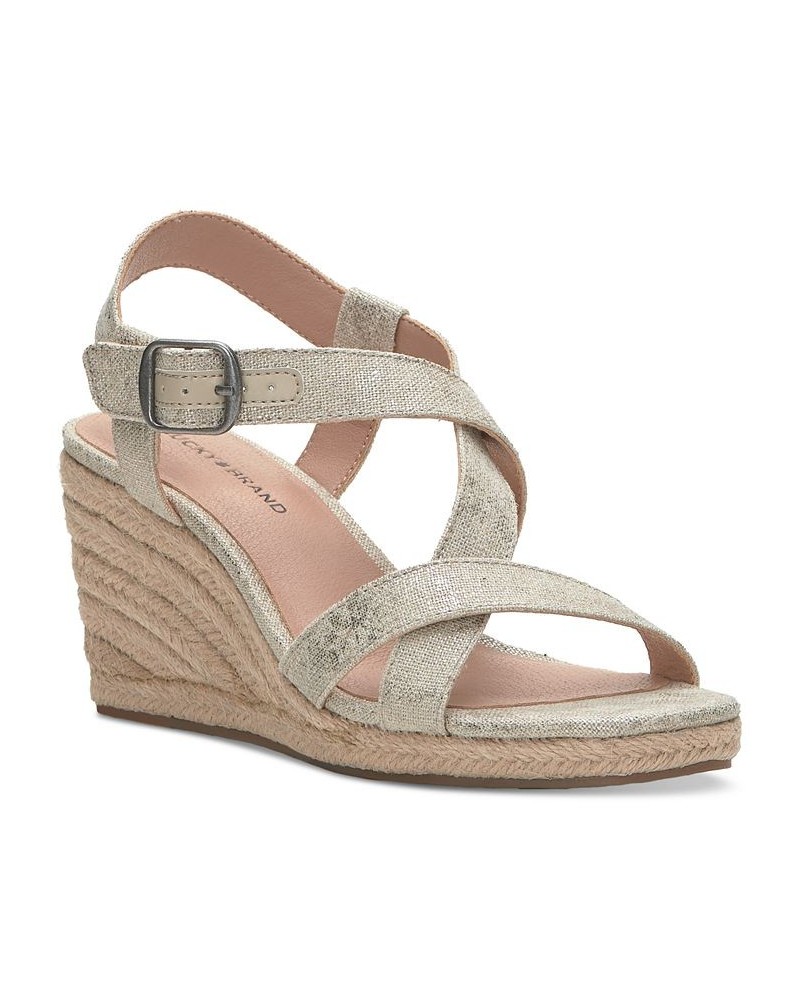 Women's Mytila Strappy Espadrille Wedge Sandals Brown $44.50 Shoes