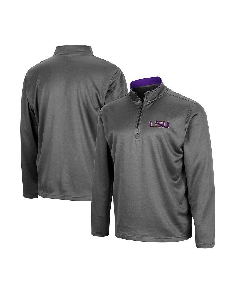 Men's Charcoal LSU Tigers Big and Tall Fleece Quarter-Zip Jacket $35.99 Jackets