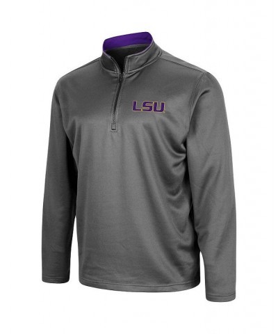 Men's Charcoal LSU Tigers Big and Tall Fleece Quarter-Zip Jacket $35.99 Jackets