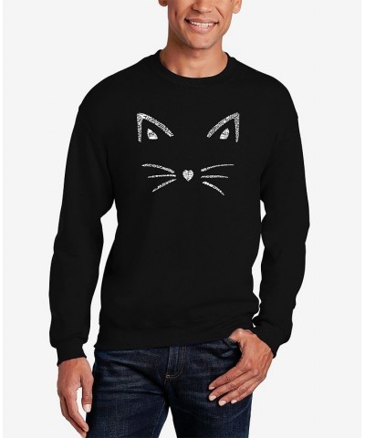 Men's Word Art Whiskers Crewneck Sweatshirt Black $28.49 Sweatshirt