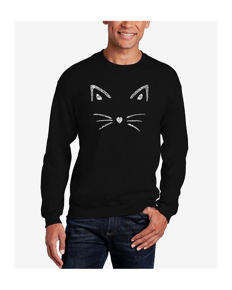 Men's Word Art Whiskers Crewneck Sweatshirt Black $28.49 Sweatshirt