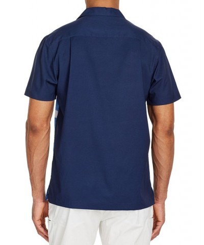 Men's Slim-Fit Performance Stretch Scuba Short Sleeve Camp Shirt Blue $42.48 Shirts