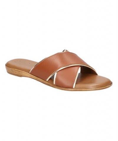Women's Tab-Italy Slide Sandals Brown $42.00 Shoes