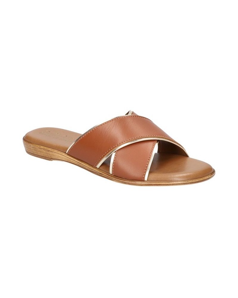 Women's Tab-Italy Slide Sandals Brown $42.00 Shoes