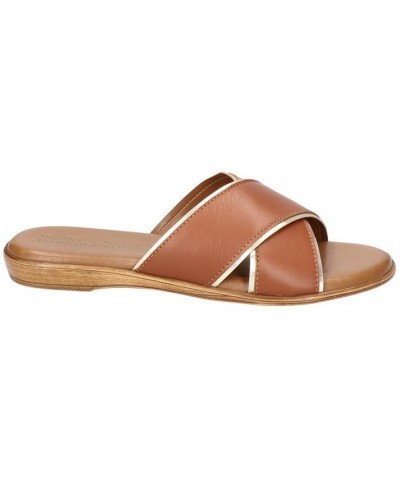 Women's Tab-Italy Slide Sandals Brown $42.00 Shoes