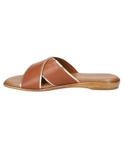 Women's Tab-Italy Slide Sandals Brown $42.00 Shoes