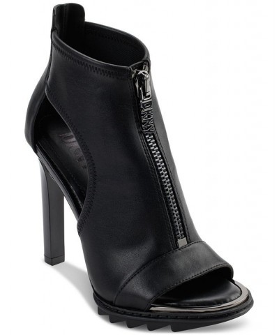 Women's Dua Zip Open-Toe Stiletto Shooties Black $55.13 Shoes