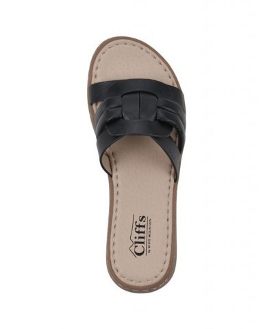 Women's Squarely Slide Comfort Sandal Black $25.96 Shoes