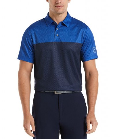 Men's Athletic-Fit Airflux Birdseye Block Print Short Sleeve Golf Polo Shirt PD08 $13.92 Polo Shirts