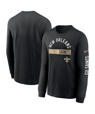 Men's Black New Orleans Saints Fan Gear Color Bar Long Sleeve T-shirt $23.99 T-Shirts