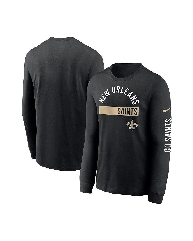 Men's Black New Orleans Saints Fan Gear Color Bar Long Sleeve T-shirt $23.99 T-Shirts