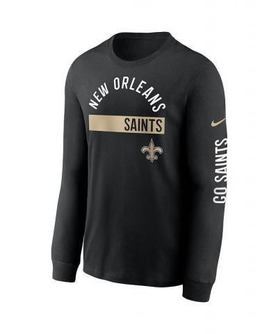 Men's Black New Orleans Saints Fan Gear Color Bar Long Sleeve T-shirt $23.99 T-Shirts