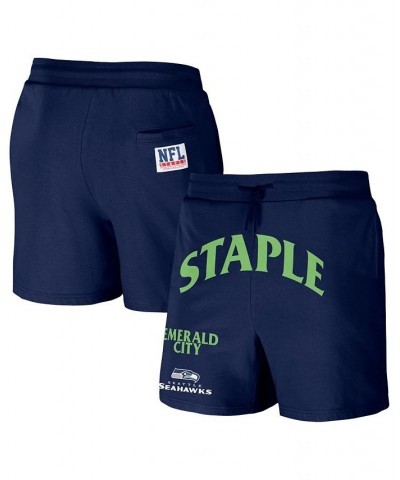 Men's NFL X Staple Navy Seattle Seahawks New Age Throwback Vintage-Like Wash Fleece Short $24.75 Shorts