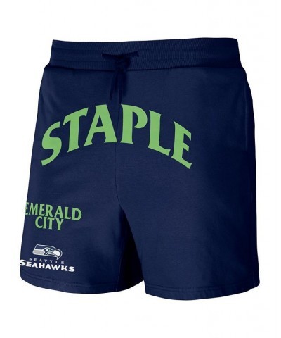 Men's NFL X Staple Navy Seattle Seahawks New Age Throwback Vintage-Like Wash Fleece Short $24.75 Shorts