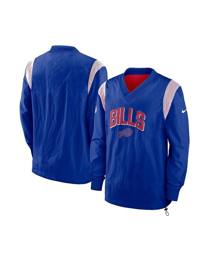 Men's Royal Buffalo Bills Sideline Athletic Stack V-Neck Pullover Windshirt Jacket $38.50 Jackets