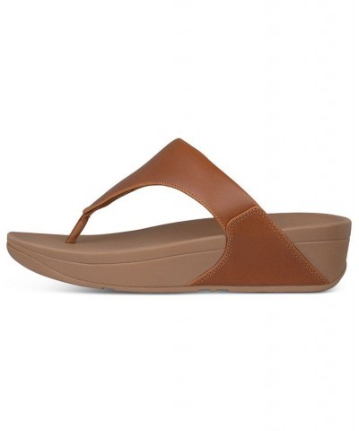 Women's Lulu Leather Toe-Thongs Sandals Tan/Beige $50.35 Shoes