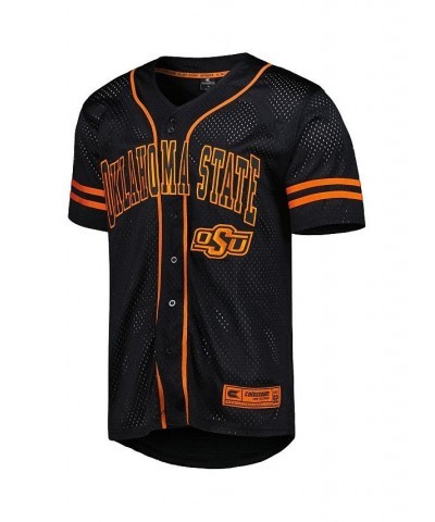 Men's Black Oklahoma State Cowboys Free Spirited Mesh Button-Up Baseball Jersey $33.75 Jersey