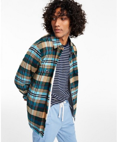 Men's Hardy Plaid Flannel Shirt Jacket Blue $15.71 Shirts