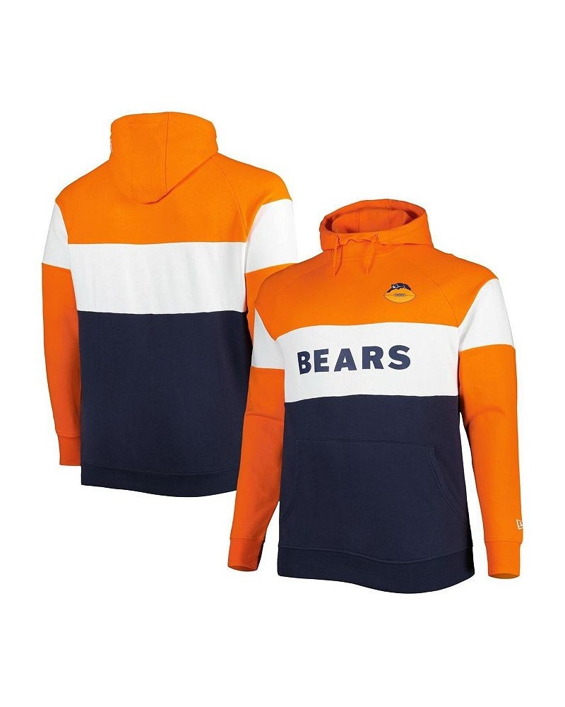 Men's Navy Chicago Bears Big and Tall Throwback Colorblock Fleece Raglan Pullover Hoodie $40.85 Sweatshirt