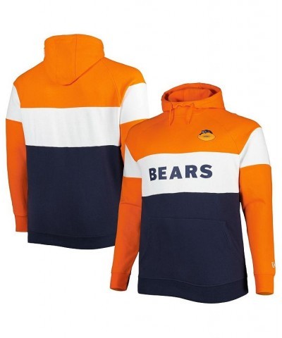 Men's Navy Chicago Bears Big and Tall Throwback Colorblock Fleece Raglan Pullover Hoodie $40.85 Sweatshirt