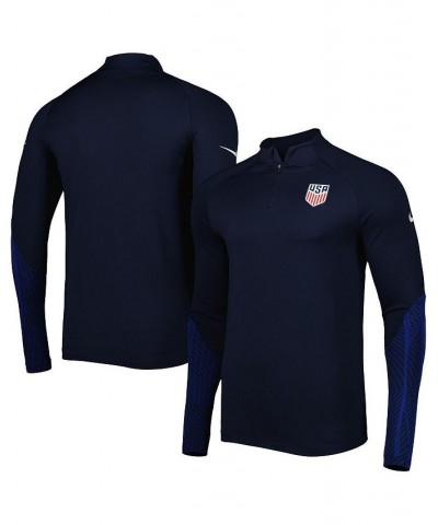Men's Navy USMNT Strike Drill Performance Raglan Quarter-Zip Long Sleeve Top $33.60 Sweatshirt