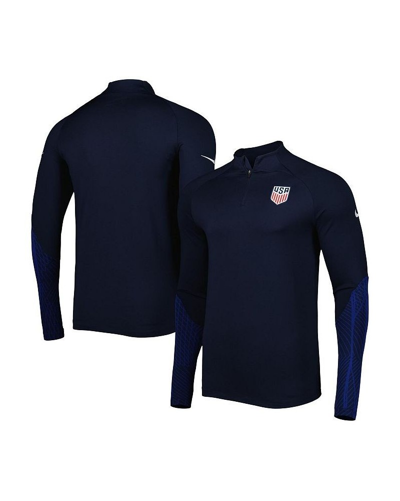 Men's Navy USMNT Strike Drill Performance Raglan Quarter-Zip Long Sleeve Top $33.60 Sweatshirt