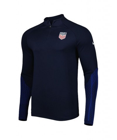 Men's Navy USMNT Strike Drill Performance Raglan Quarter-Zip Long Sleeve Top $33.60 Sweatshirt