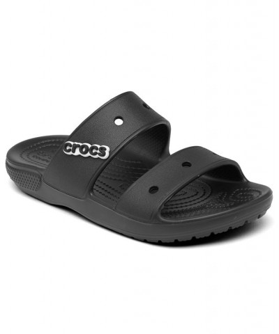 Women's Classic 2-Strap Slide Sandals Black $25.00 Shoes