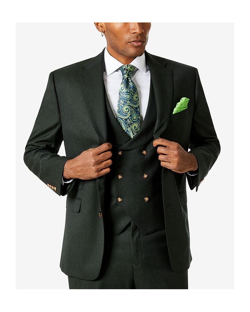 Men's Classic-Fit Wool Suit Green Flannel $66.60 Suits