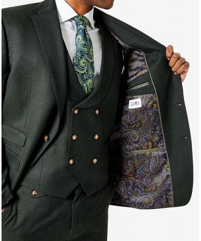 Men's Classic-Fit Wool Suit Green Flannel $66.60 Suits