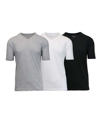 Men's Short Sleeve V-Neck T-shirt, Pack of 3 Black-White-Heather Gray Tan/Beige $23.20 T-Shirts